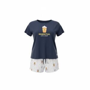 Life Is Good Essential Pajama Set Women’s Navy Pumpkin Latte Top & Shorts Lounge